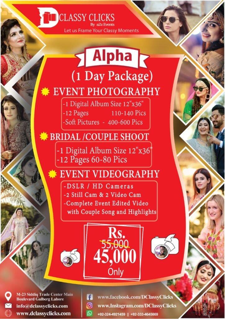 wedding photography packages, photographers packages, photography videography prices in pakistan
